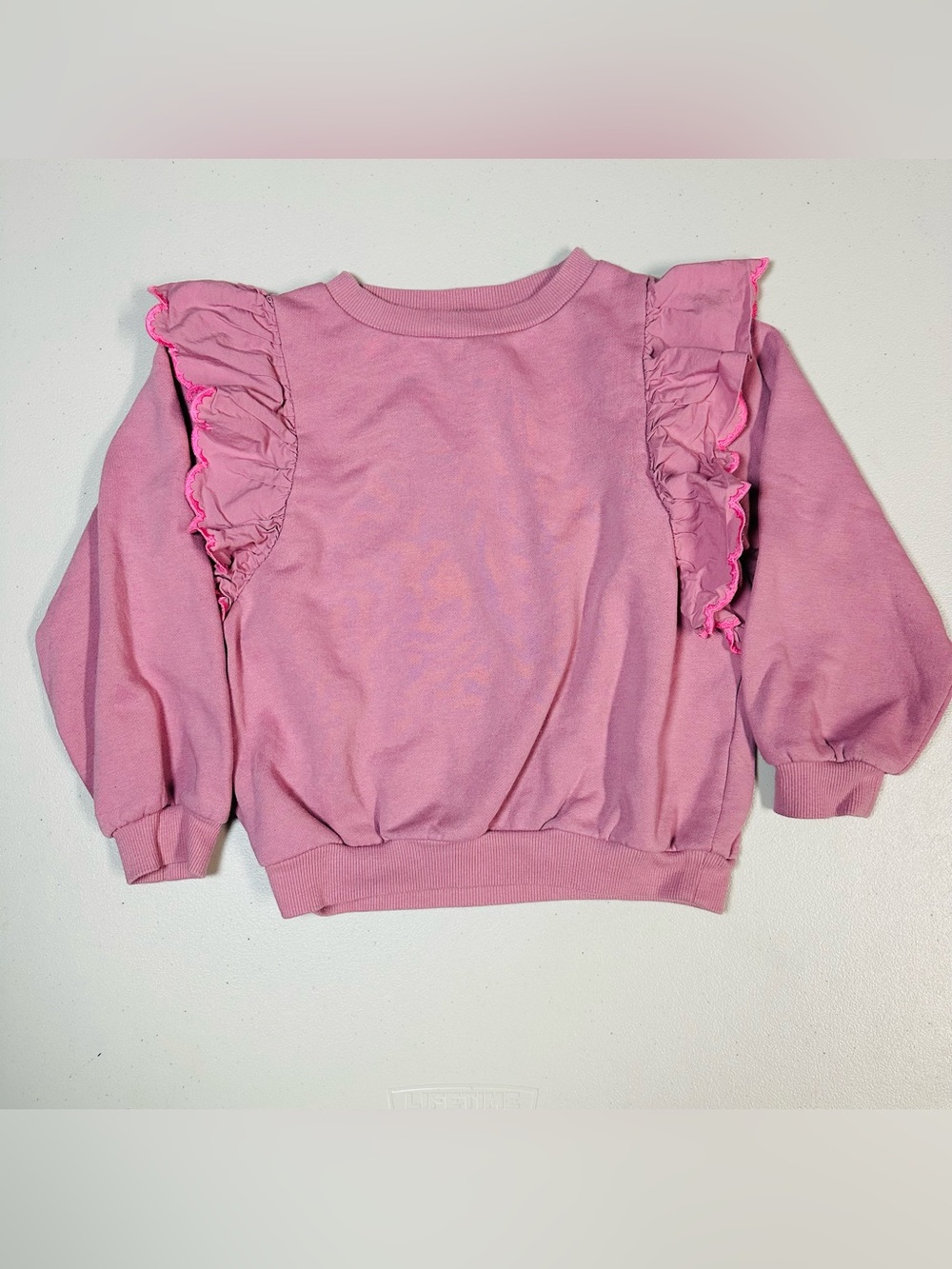 H&M Light Pink Ruffle-Trim Crewneck Sweatshirt for Kids